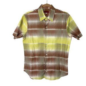 Envelop Jim Smith Button Front Shirt Mens Size Small S Cotton Short Sleeve Green